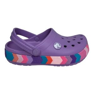 Crocs Toddler Girls Clogs Size 11 Lavender/ Multicolor Summer Beach Slip on Shoe